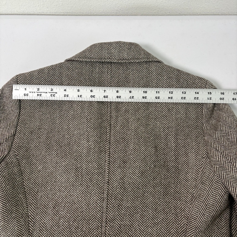 Talbots Herringbone Blazer Petite 6 6P Brown Wool Blend Two Button Suit Jacket - Picture 9 of 12
